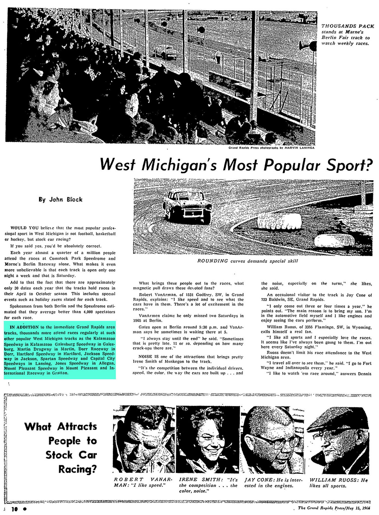 Dorr Raceway - May 1966 Article On W Michigan Racing